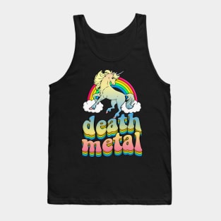 Death Metal Unicorn Rainbow Graphic Design Logo Tank Top